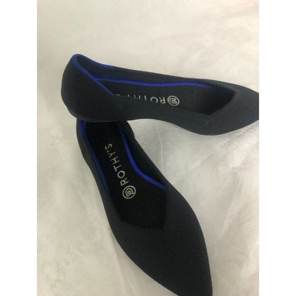 NWOT Rothy’s The Point Pointed Toe Flats Black Blue Halo Retired Women’s Size  7 - Picture 6 of 9